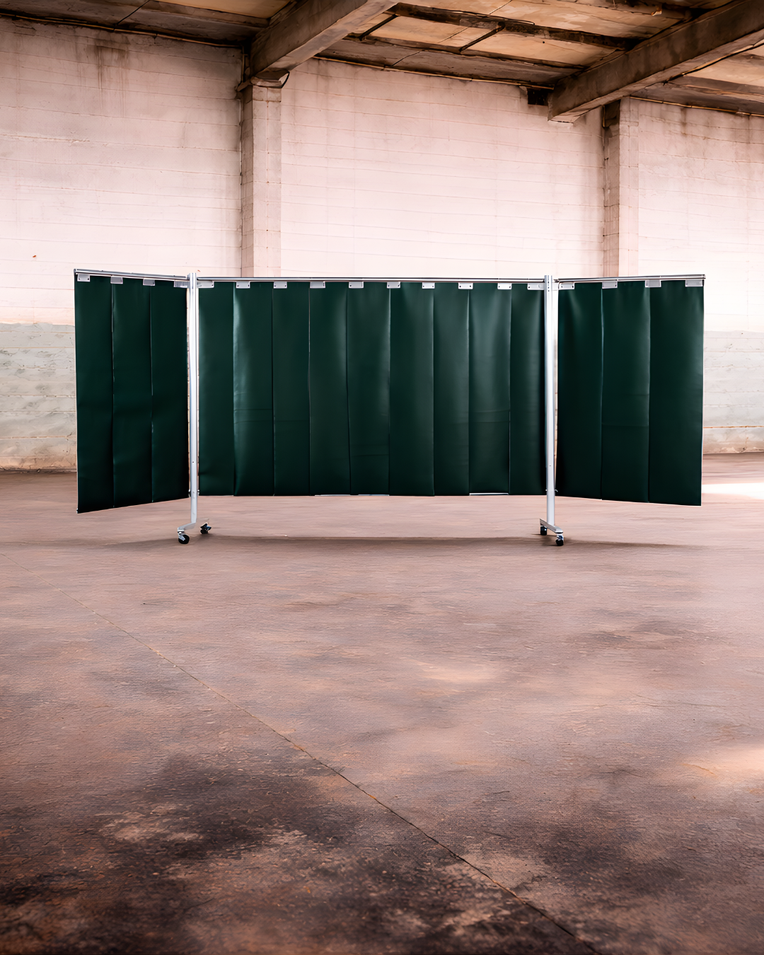 3-panel mobile protective screen with strip curtain