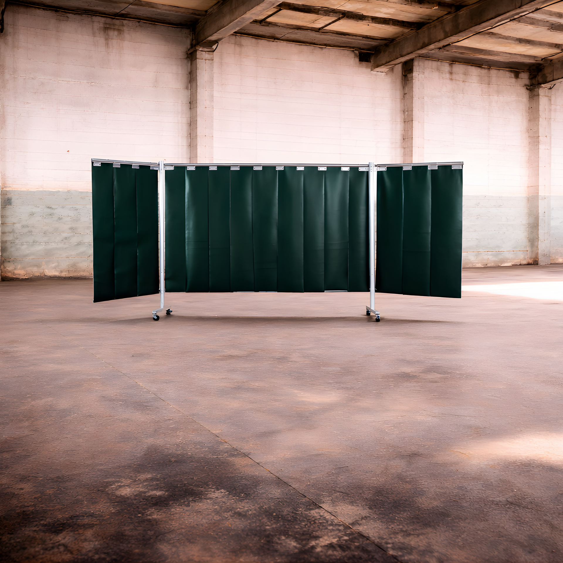 3-panel mobile protective screen with strip curtain