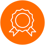 Icono con una insignia y cinta como símbolo de calidad, certificación o rendimiento destacado.